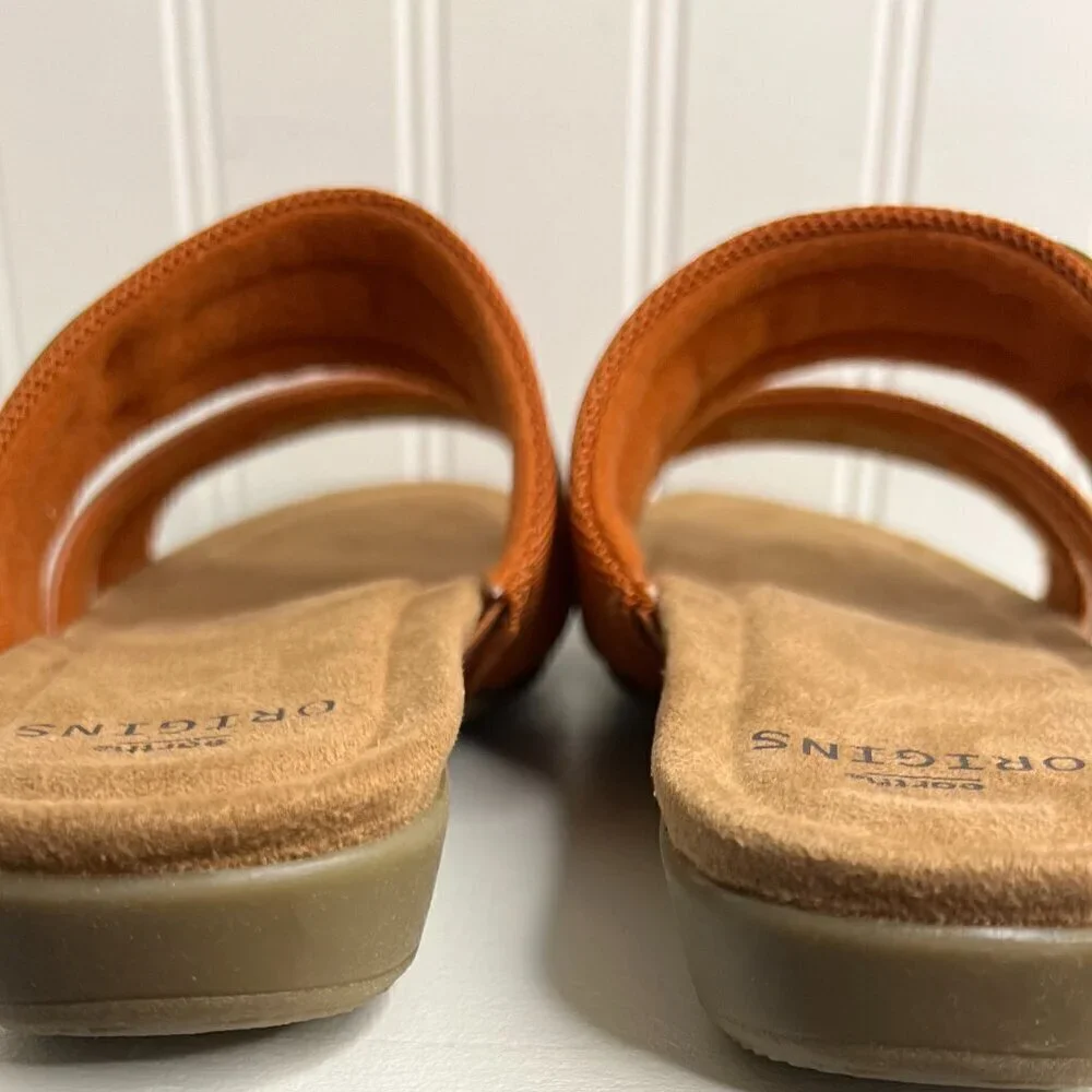 Earth Origins BRYNLEY WOMENS LEATHER BUCKLE WEDGE SANDALS Size 7.5 W